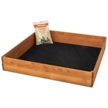 Trigano - Bac à sable Loeva 120 x 120 cm avec bâche et tapis - à peindre