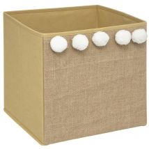 Bac de rangement jute pompons