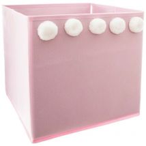 Bac de rangement pompons rose