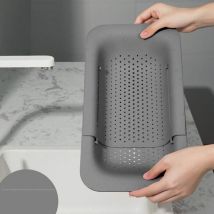 Plateau d'évier extensible - Égouttoir de cuisine réglable - Égouttoir à nouilles pour évier - Aide à l'égouttage des pâtes, légumes et fruits,