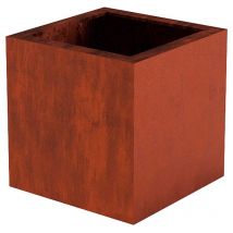Bac à fleurs carré en acier corten 24L