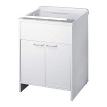 Negrari - Meuble lavabo mobile pour buanderie avec planche, 2 portes 60x50cm 9002K
