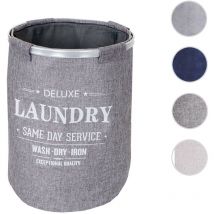 Mendler - Bac à linge HWC-C34, Panier à linge boîte à linge sac à linge bac à linge avec filet, 55x39cm 65l - bleu