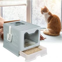 Bac Litière Chat xxl: Maison de Toilette pour Chats Anti Odeur Caisse Litière Fermée Grande Taille avec Filtre Tiroir et Pelle 51 x 41 x 38 cm Bleu