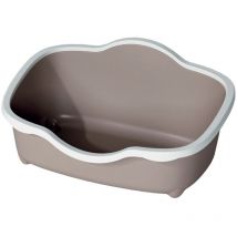 Bac à litière allongé taupe 59 x 39x 27 cm pour chat - Stefanplast