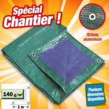 Outiror - Bâche qualité chantier ultra solide en 140 gr/m2 Dimensions: 4m x 5m