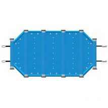 Bâche à barres sécuribois pour piscine Sunbay - Modèles: Braga, 4 pans rectangulaire, 8,15 x 4,20 m - Couleur: Bleu/beige
