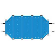 Bâche à barres sécuribois pour piscine Sunbay - Modèles: Marbella 2, 4 pans rectangulaire, 4,20 x 2,70 m - Couleur: Teck/beige