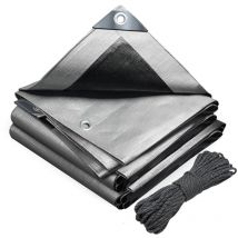Vounot - Bâche de Protection en Polyéthylène 180g/m² - 3x5m gris et noir - imperméable, anti-UV, codre incluse