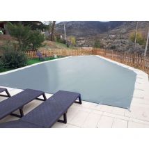 Bâche de protection hivernale pour piscine de 5,5 x 9,5 m plus 15 cm de chaque côté pour ancrage en Gris (extérieur) / Gris (intérieur)