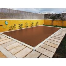 Bâche de protection hivernale pour piscine de 4 x 8,5 m plus 15 cm de chaque côté pour ancrage marron (extérieur) / marron (intérieur)