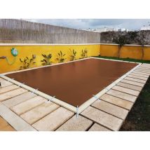 Bâche de protection hivernale pour piscine de 4 x 10 m plus 15 cm de chaque côté pour ancrage marron (extérieur) / marron (intérieur)