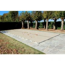 Bâche d'Hivernage Beige 9,70 x 4,70 m pour Piscine Maximum 9 x 4 m avec Grille Centrale d'Evacuation - Fabrication Française - Direct Usine - 550