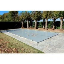 Bâches-piscines.com - Bâche d'Hivernage Gris Clair 6,60 x 3,60 m pour Piscine Maximum 6 x 3 m avec Grille Centrale d'Evacuation - Fabrication