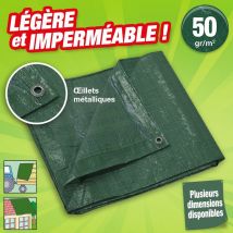Bâche Outiror légère multi-usages de couleur verte, 50g/m2 Dimensions: 3m x 5m
