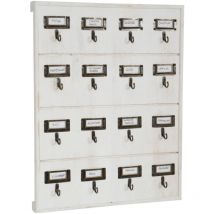 Bacheca Porta chiavi da muro a parete 16 ganci in legno 37x47 cm Appendichiavi da ingresso Contenitore armadietto da ufficio