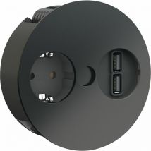 Einbausteckdose TWIST , 1 Stk. Schukosteckdose, + USB-Charger, schwarz matt