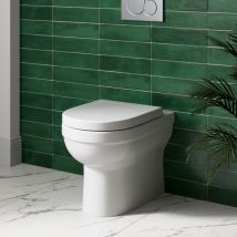 Back to Wall Ceramic Toilet WC Bathroom Pan Cloakroom with Soft Close Seat White