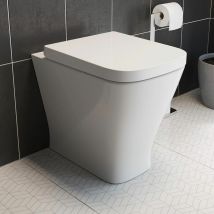 Back to Wall Toilet Pan Soft Close Toilet Seat White Ceramic Modern Space Saving