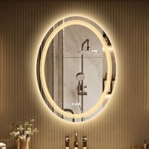 Luvodi - Backlit Oval Bathroom Mirror Illuminated led Touch Control Antifog Pad Wall Hung - 700x500mm