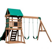 Backyard Discovery - Buckley Hill Aire de jeux en bois Aire de Jeux Ext rieur avec balan oire / toboggan / bac de sable / chelle Balancoire
