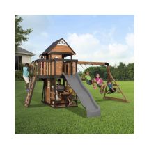 Backyard Discovery - Canyon Creek Wooden Climbing Frame with 2 x Swings, Web-Swing and 1 x Slide