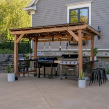 Backyard Discovery - Saxony xl 100% Cedar Wood BBQ/Grill Gazebo