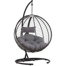 Bacolod fauteuil suspendu avec coussin de jardin noir.