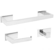 Bad-Accessoires-Set Nelson 40 Chrom – Edelstahl – 2 Jahre Garantie – Montage ohne Bohren