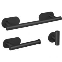 Bad-Accessoires-Set Thomas 30 – Schwarz matt – Edelstahl – 2 Jahre Garantie – Montage ohne Bohren