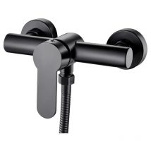 Nvees - Bad-Duscharmatur, schwarzer Edelstahl, Badezimmer, Badewanne, Duscharmatur, Wandmontage, Duschkopf