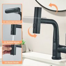 Onyzpily - Bad-Waschtischarmatur mit digitaler Temperaturanzeige, 360° schwenkbare, höhenverstellbare Waschtischarmatur