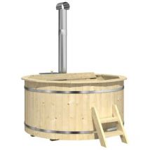 Finntherm - Badefass Bergen aus Holz, Badebottich, Hot Tub, Schwimmbecken, Jacuzzi outdoor, ø 160 x 101 cm, mit Ofen