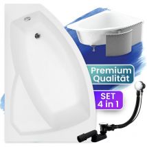 Badland - Badewanne Eckbadewanne 160x100 Links mit Styroporverkleidung, Ablauf & Füße gratis - Komplettset 4in1 Original Acryl Wanne Siphon rima