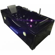 Simba - Whirlpoolbadewanne 180 x 90 cm Schwarz Chromotherapie - Hypnotic