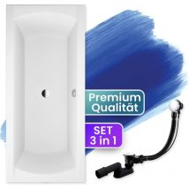 Badland - Badewanne Rechteck 190x90, Ablaufgarnitur & Füßen gratis - Komplettset 3in1 Original Acryl Wanne Premium Siphon - Made in eu ines