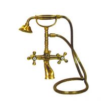 Badewannen-Mischbatterie mit Handbrause aus Messing antik