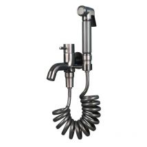 Badewannenarmatur mit Handbrause, Halter und Brauseschlauch, Badezimmer Rotgussgrau – Wandmontierte Messing-Mischbatterie