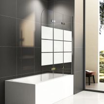 Badewannenaufsatz 120 x 140 cm Duschwand für Badewanne 3-teilig faltbar mit Satiniert 6mm - Boromal