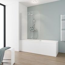 Badewannenfaltwand Komfort 2-teilig Faltbar - Breite: 112 Cm, Höhe: 140 Cm, Glas: 5 Mm Sicherheitsglas Klar Hell, Profil: Chromoptik - Schulte