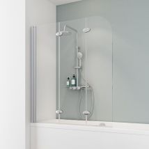Schulte Badewannenfaltwand Komfort 3-teilig faltbar - Breite: 125 cm, Höhe: 140 cm, Glas: 5 mm Sicherheitsglas Klar Hell, Profil: Alu Natur