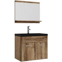 Badezimmer Badmöbel-Set Montreal 02 60cm Waschbecken Schwarz - b