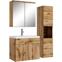 Badplaats - Badezimmer Badmöbel-Set Montreal mit Spiegelschrank 60cm Waschbe