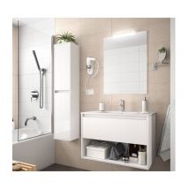 Abitare - 100 cm hängender Badezimmerschrank aus glänzend weißem Holz mit integriertem Waschbecken – Nova - 100 cm Standard