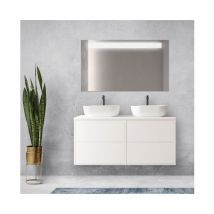 Abitare - Hängender Badezimmerschrank 120 cm aus satinweißem Holz mit Doppelwaschbecken – Olympus - 120 cm Standard