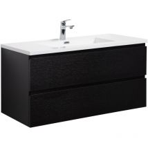 Badezimmer Badmöbel-Set Angela 100cm - Schwarz Holz - Unterschra