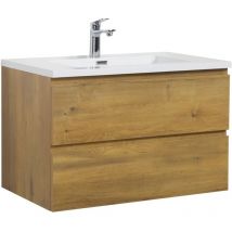 Badezimmer Badmöbel-Set Angela 80cm - Eiche - Unterschrank Schra
