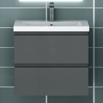 Waschtisch mit Unterschrank 50cm Schiefergrau Selbstmontieren