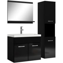 Badplaats - Badezimmer Badmöbel-set Montreal 60cm Waschbecken Hochglanz Schw