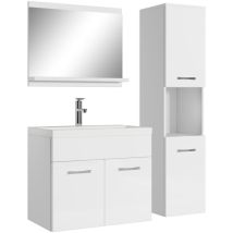 Badplaats - Badezimmer Badmöbel-set Montreal 60cm Waschbecken Hochglanz Weiß